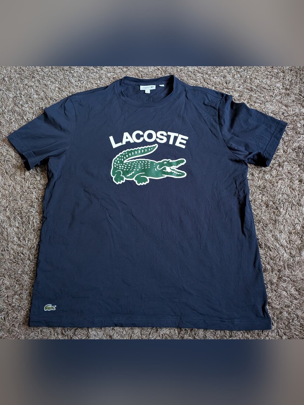 Lacoste Navy Green Crocodile Logo Reg Fit Cotton Graphic Shirt Men's XXL